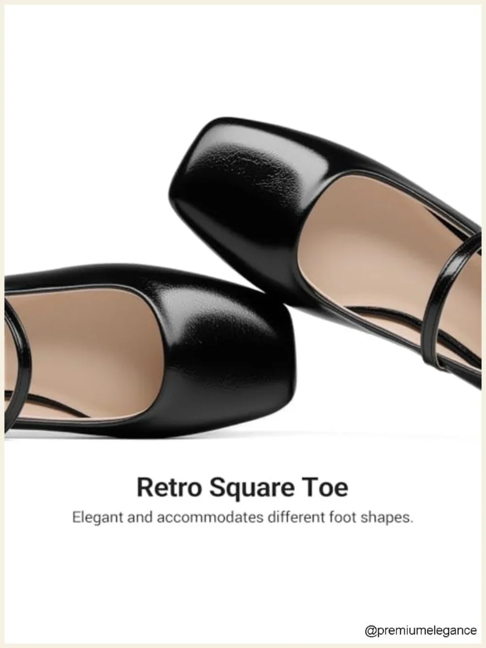 Women Square Toe Mary Jane Ballet Flats, Faux Leather Low Heel Dress Shoes for